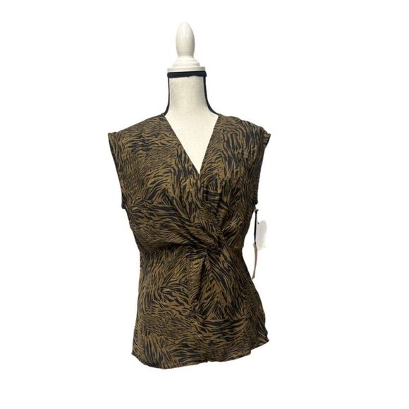 Halogen Twist Front Top, Olive-Black Splice Animal, Sz. S - Picture 5 of 11